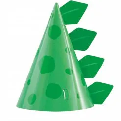 8 Dinosaurier Partyhüte - Blue & Green Dinosaur