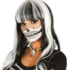 Glatte Skelett Perücke Weiß-schwarz Für Damen