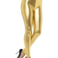 Golden Glänzende Leggins Für Frauen